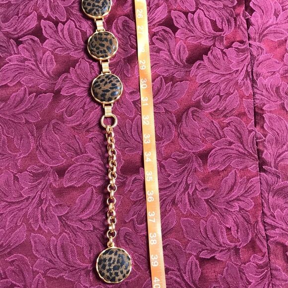 Vintage 80s Chain Faux Leopard Women Belt